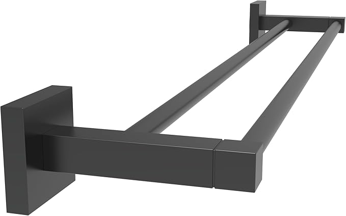 RUACQ Double Towel Bar, 24 Inch Bath Towel Rack for Bathroom, Square Base Hand Towel Holder, 304 Stainless Steel Towel Hanger Wall Mounted,Heavy Duty(Matte Black)