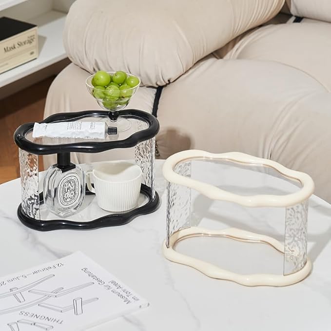 Bathroom Countertop Organizer, 2 Tier Bathroom Organizer and Storage, Acrylic Vanity Organizer Standing Holder Shelf, Perfume Makeup Skincare Cosmetic Desk Organizer for Bedroom Dressing Table, White