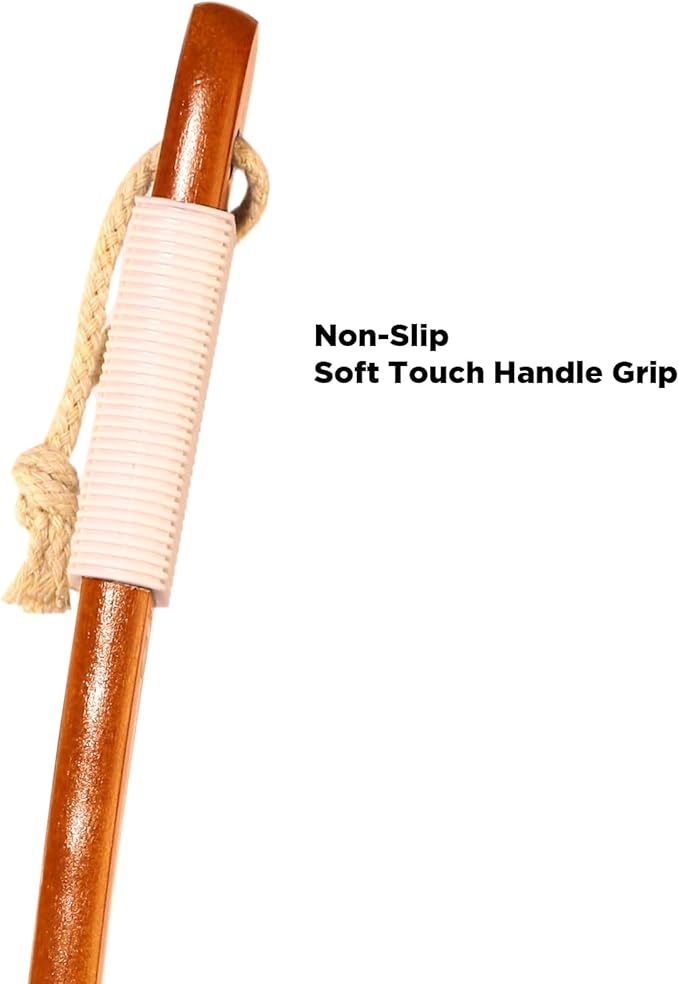 ICANdOIT-17.71Inch Natural Boar Bristles Anti-Slip Curved Long Handle Bath Brush,Bent Handle Shower Scrubber for Exfoliating,Shower Back Brush