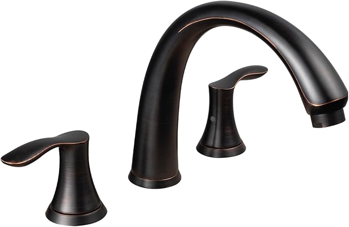 Oil Rubbed Bronze Roman Tub Faucet, Lava Odoro 8 inch Widespread Bathtub Faucet with Valve, High Flow 2 Handle Deck Mount Tub Faucet, Solid Brass 3 Hole Bath Tub Filler TF405-ORB