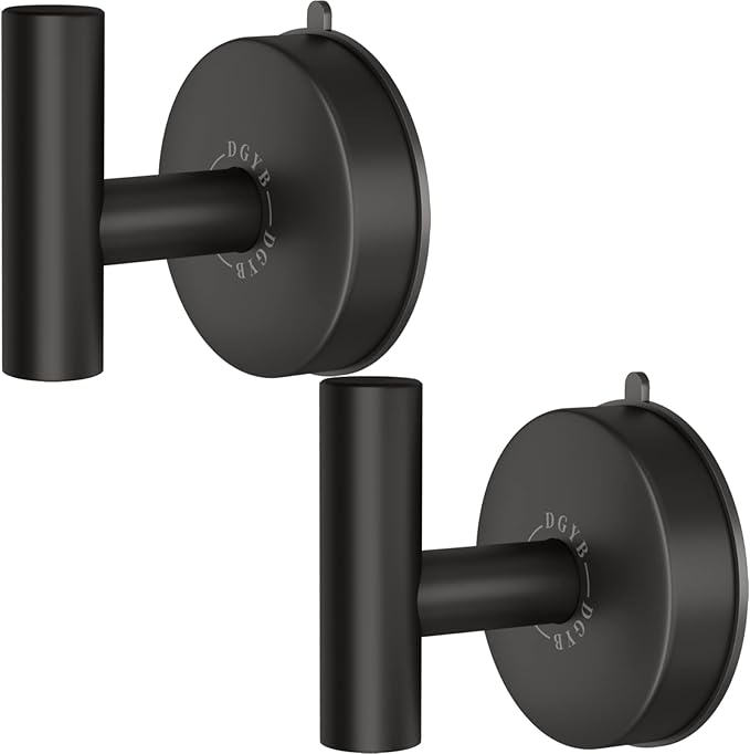 DGYB Large Suction Cup Hooks for Shower Set of 2 Black Towel Hooks for Bathrooms Stainless Steel Suction Hooks for Inside Shower 15 Lb Removable Wall Hook for Hanging Heavy Duty