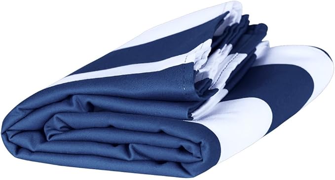 Dock & Bay Beach Towel - Quick Dry, Sand Free - Compact, Lightweight - 100% Recycled - Includes Bag - Cabana - Navy - Large (160x90cm, 63x35)