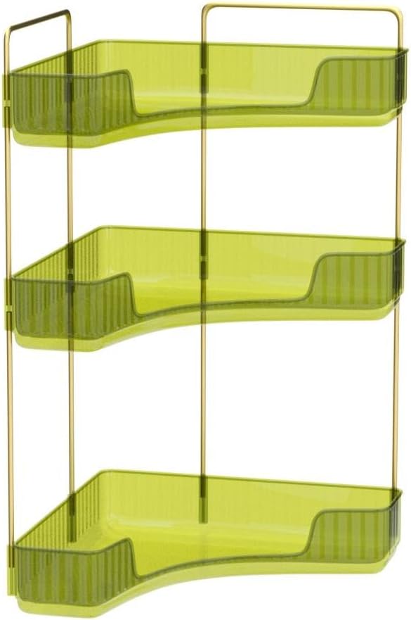 Corner Bathroom Countertop Organizer, Vanity Trays for Bathroom Counter, Makeup Organizer, Perfume Tray, Kitchen Spice Rack, Fits 90 Corner(Green, 3 Tiers)