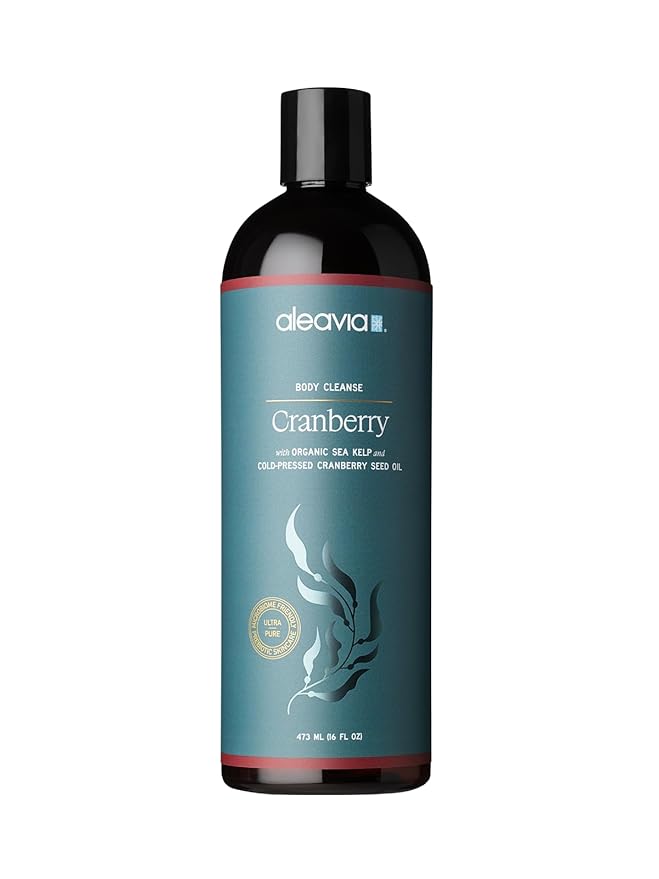 Aleavia Body Cleanse – Organic & All-Natural Prebiotic Body Wash with Pure Essential Oils – Cranberry Scent – Nourish Your Skin Microbiome – 16 Oz.