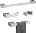 TNOMS 4 Pieces Bathroom Hardware Accessories Set Towel Bar Towel Holder Robe Hook Toilet Paper Holder Stainless Steel,Q8-P4BR
