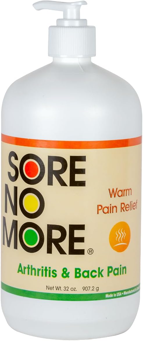 Sore No More Warm Arthritis Pain Relief Cream – Targeted Reliever for Back, Neck, Hands & Feet – Soothing & Fast-Acting Formula for Aches and Pains – Non-Greasy with Orange Aroma – 32 oz