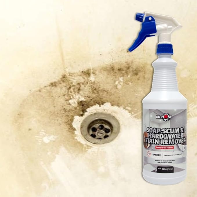 DU-MOST Soap Scum & Hard Water Stain Remover, High Foaming Acid Cleaner Removes Limescale & Soap Residue, Kitchen & Bathroom Use, 32 Oz