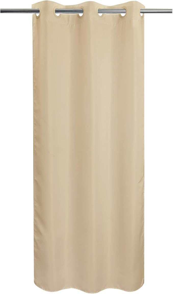 River Dream Stall Size No Hook Beige Shower Curtain Soft Microfiber - 36" Wide Small Fabric Shower Curtain Set for Narrow Stall, Waterproof & Washable, Bottom Magnets, Beige, 36x74