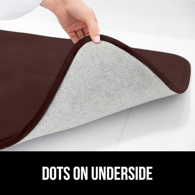 GORILLA GRIP Memory Foam Bath Mat, Soft Absorbent Velvet Bathroom Mats, Durable Dots on Underside, Machine Washable Bathmat, Carpet Rug Room Decor for Shower Tub Floor RV, 42x24 Rugs, Brown