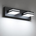 SineRise LED Modern Bathroom Vanity Light Fixtures (2-Light, 15.5-Inch), Matte Black Modern Acrylic Bathroom Wall Lighting Fixtures Over Mirror (Cool White 6000K)