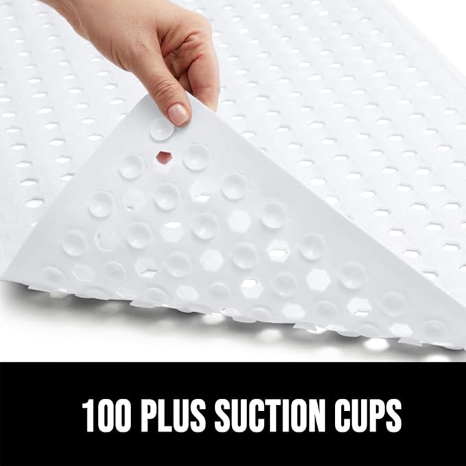GORILLA GRIP Patented Square Shower Stall Mat, Small Bathtub Floor Mats for Stand Up Showers, Suction Cups and Drainage Holes, Machine Wash, Soft on Feet, Bathroom Accessories 21x21 Inch, 2 Pack White