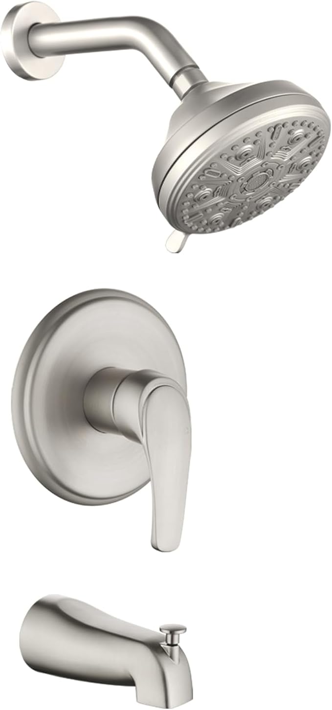 Tub Shower Faucet Combo Set Bathtub Faucet Set Shower System with Tub Spout Shower Tub Kit Shower Valve and Trim Kit Shower Fixtures Brushed Nickel
