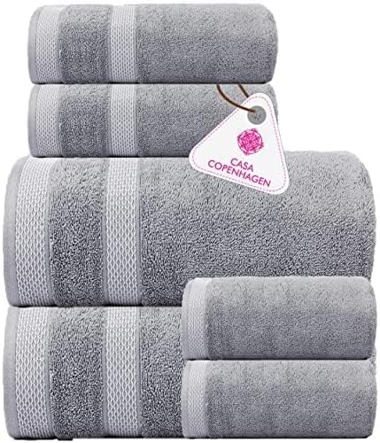 CASA COPENHAGEN, Designed in Denmark, 600 GSM, Hand Towels 16x28 Inches, Set of 10 - Grey Violet, Super Soft and Absorbent, Egyptian Cotton Towels for Bathroom & Kitchen