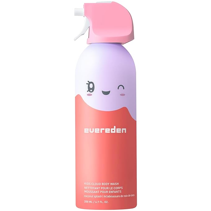 Evereden Kids Foam Soap, Cloud Body Wash (6.7 fl. oz., Coconut Splash): Spray, Shape & Splash: The Fun, Fluffy Foam That Makes Bath Time Playtime, Hydrating Foaming Bath Soap for Sensitive Skin