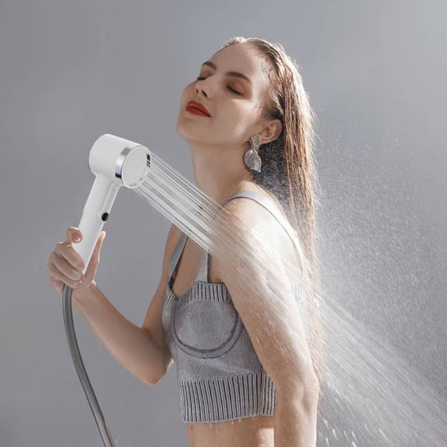 Portable Shower for Camping, Rechargeable Outdoor Shower Pump with Steady Stream, Battery Powered Handheld Shower, Pumps Water from Bucket with 1~2 hours runtime, Travel & Backpacking Essentials