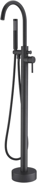 Freestanding Bathtub Faucet Tub Filler Faucets Black Single Handle Floor Mounted with Handheld Shower