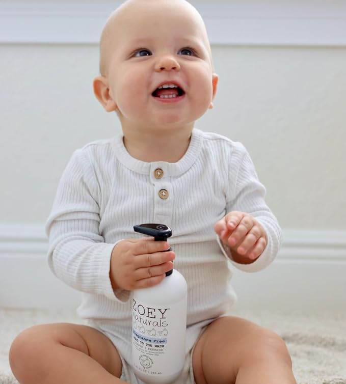 Absolutely Natural Zoey Naturals Fragrance-Free Head to Toe Baby & Toddler Wash – Tear-Free Body Wash and Shampoo with Gentle pH for Sensitive Skin – 9.65 oz