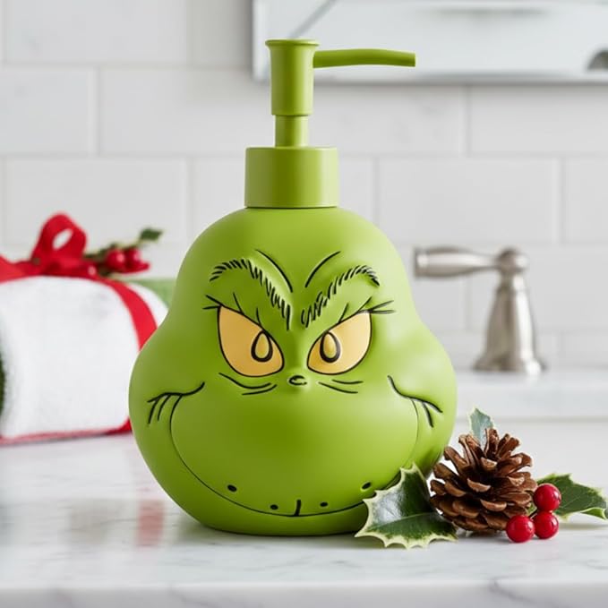 Dr. Seuss The Grinch Holiday Christmas Soap/Lotion/Hand Sanitizer Resin Pump Dispenser, 18.28 Ounces, (Officially Licensed Product) by Franco Collectibles