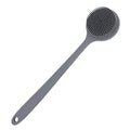 DNC Silicone Back Scrubber for Shower Bath Body Brush with Long Handle (Gray)