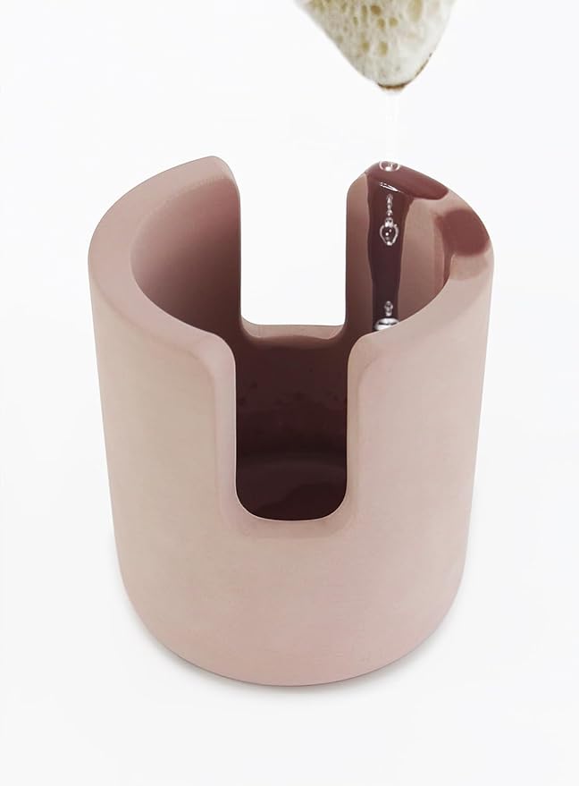 Stone Sponge Holder for Countertop Organizer, Quick Dry Diatomite Sponge Holder, Diatomaceous Earth Sponge Caddy, Absorbent Face Sponge Stand, Large Brown