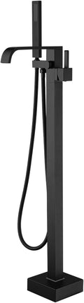 Freestanding Bathtub Faucet Tub Filler Black Floor Mount Bathroom Faucets Brass Single Handle with Hand Shower