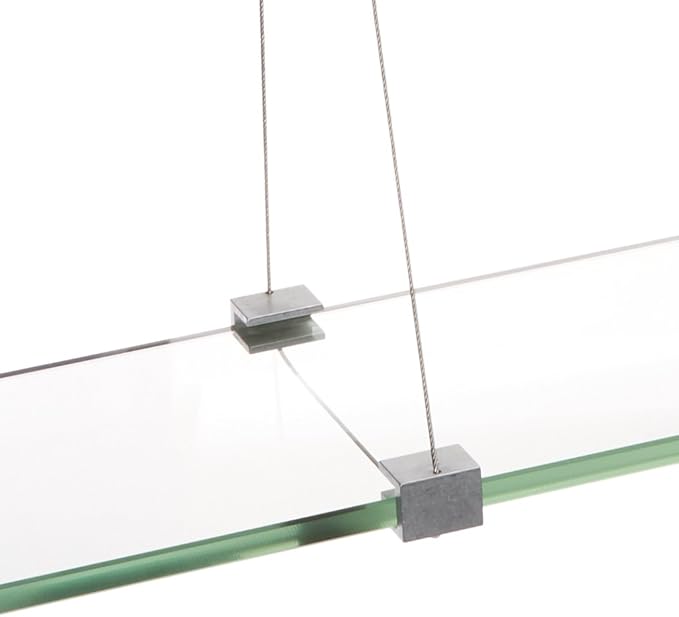 Spancraft Glass CR-12x21-Brushed Steel Crane Glass Shelf, Brushed Steel, 12" x 21"