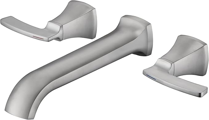 Wall Mount Tub Filler Roman Tub Faucet High Flow Long Spout Reach Brushed Nickel Bathtub Faucets with 2 Handles