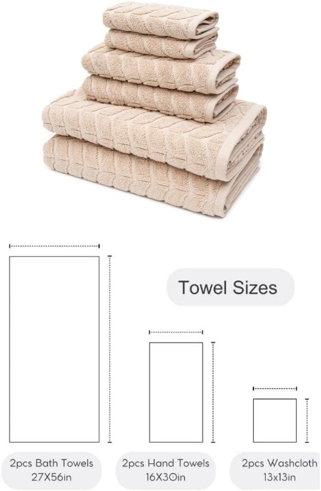 BAGNO MILANO Turkish Cotton Ultra-Soft Plush Absorbent Quick Dry Bathroom Towel Set, Made in Turkey (Sand Beige, 6 pcs Towel Set)
