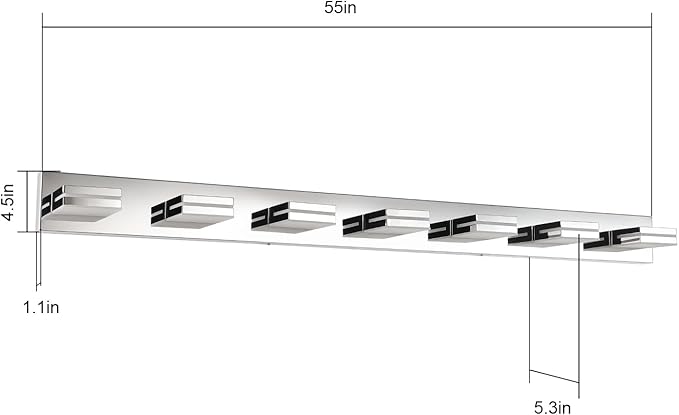 SineRise LED Modern Bathroom Vanity Light Fixtures (7-Light, 55-Inch), Chrome Modern Acrylic Bathroom Wall Lighting Fixtures Over Mirror (Cool White 6000K)