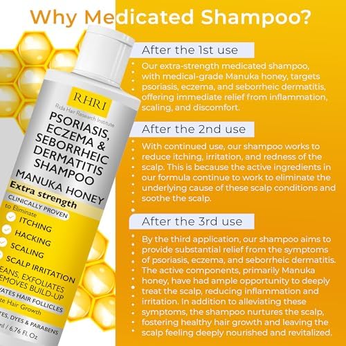 Antifungal Psoriasis Shampoo, Eczema, Seborrheic Dermatitis Shampoo | Soothes Itching, Flaking & Irritation | Repairs Scalp, Strengthens Hair, Stimulates Regrowth | Medicated Scalp Treatment