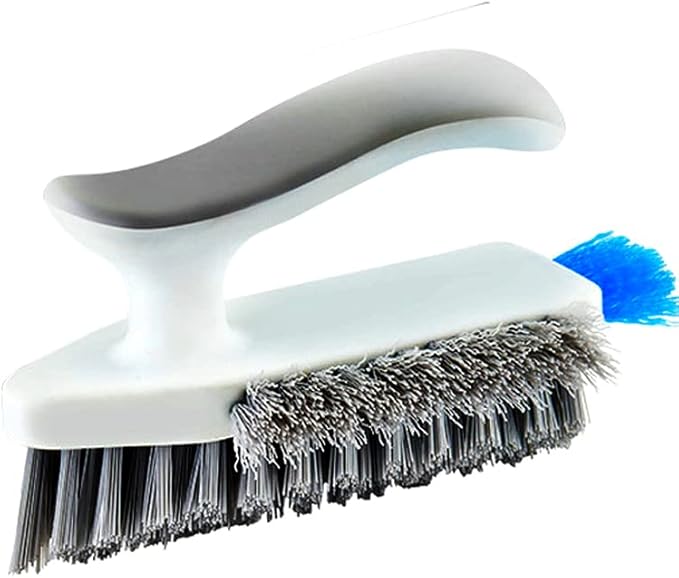 Grout and Corner Scrubber Brush with Scraper Tool 4-in-1, Stiff Bristles Crevice Floor Cleaner for Cleaning Bathroom Kitchen Wall Gap Cleaning Brush