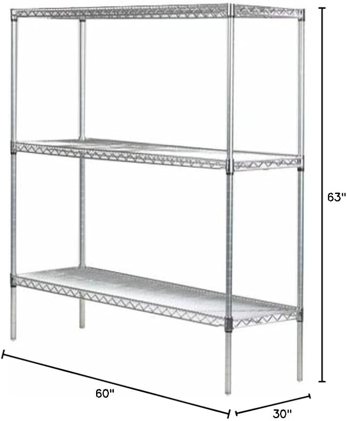 Omega 30" Deep x 60" Wide x 63" High 3 Tier Gray Starter Shelving Unit