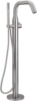HEATGENE Bathtub Faucet Freestanding Tub Filler Single Handle Floor Mounted Faucets with Handheld Shower Mirror Polish