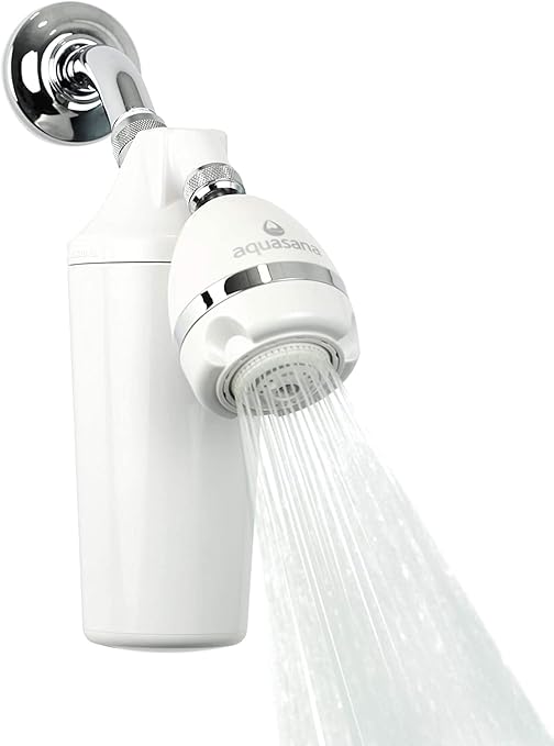 Aquasana Shower Filter | Dermatologist-recommended for softer, healthier skin & hair | Proven to reduce 90% of chlorine for 6 months | WaterSense Certified | Includes shower head | AQ-4100-E