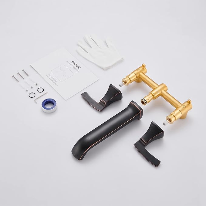 Wall Mount Bathtub Faucet Roman Tub Filler High Flow Long Spout Reach Oil-Rubbed Bronze Tub Faucets with 2 Handles