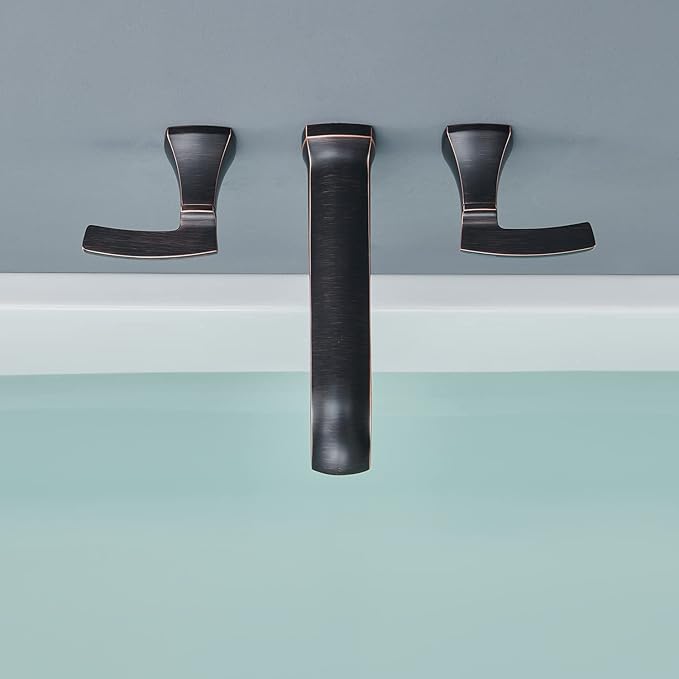 Wall Mount Bathtub Faucet Roman Tub Filler High Flow Long Spout Reach Oil-Rubbed Bronze Tub Faucets with 2 Handles