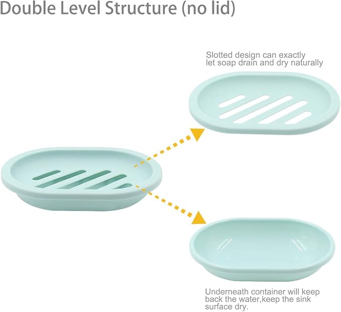 Topsky 2-Pack Soap Dish with Drain, Soap Holder, Soap Saver, Easy Cleaning, Dry, Stop Mushy Soap (Green)