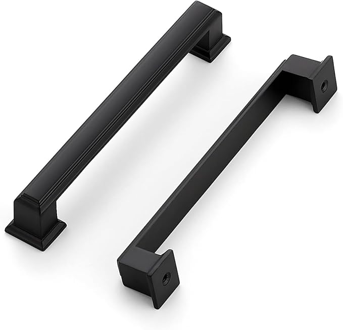 Ravinte Hardware 1 Pack Matte Black Cabinet Pulls, 5 Inch (128mm) Hole Center Zinc Alloy Drawer Handles for Kitchen Cabinets, Cupboards, Dressers, Square Solid Metal Hardware