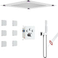 VANFOXLE Temperature Shower Faucet Set Chrome Shower System, Push Button Diverter Shower Faucet with 2 In 1 Handheld, 16 Inch LED Shower Head, 6 PCS Body Jets