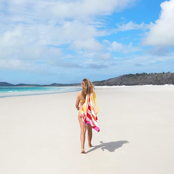 Dock & Bay Beach Towel - Quick Dry, Sand Free - Compact, Lightweight - 100% Recycled - Includes Bag - Summer - Peach Sunrise - Extra Large (200x90cm, 78x35)