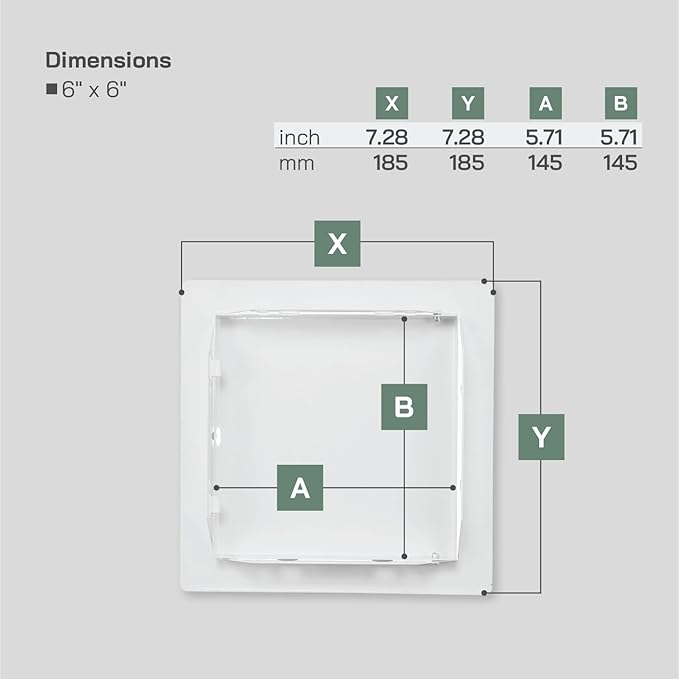 Vent Systems 6'' x 6'' Inch White Metal Access Panel - Easy Access Doors - Access Panel for Drywall, Wall, Electrical and Plumbing Service Door