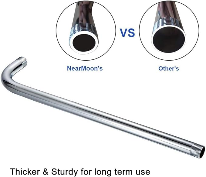 NearMoon Square Rain Shower Head With Extension Arm, Large Stainless Steel Rainfall Shower-Waterfall Full Body Coverage (8 Inch, Chrome)