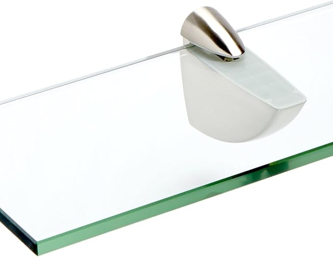 Spancraft Glass O-12x33-Brushed Steel Oriole Glass Shelf, Brushed Steel, 12" x 33"