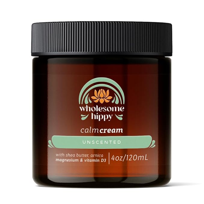 WHOLESOME HIPPY Calm Cream – Unscented Body Butter with Magnesium, Vitamin D3, Shea, Arnica & Turmeric – Vegan Hydrating Moisturizer for Sensitive Skin & Self-Care – 4oz