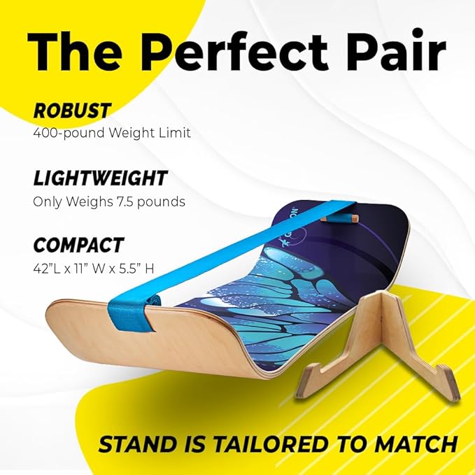 GIBBON SlackBoard - GiBoard Balance Board Kids & Adults - Slackline Balance Trainer - Slack Board Core Workout Equipment Home Gym Training - Standing Desk Exercise - Yoga, Agility, Pilates & More