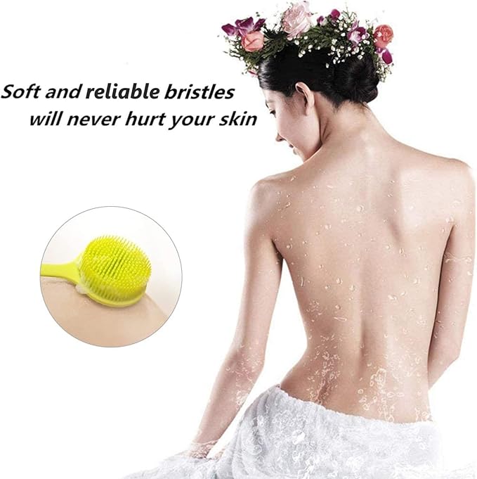 Silicone Body Scrubber - Long Handle Back Scrubber, Silicone Body Brush Shower Exfoliator
