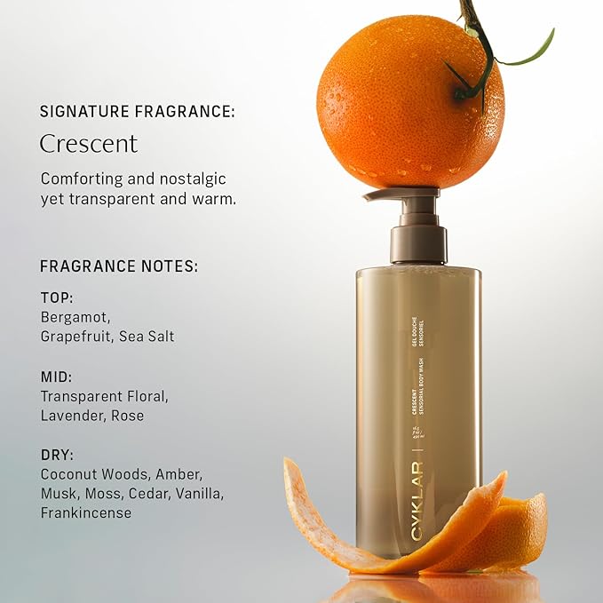 CYKLAR Sensorial Body Wash. Crescent Fragrance Hydrating Cleanser with Moisture Locking Multi-Oil Complex, Sodium PCA and Glycerin. Nourishing Shower Gel for Women and Men, 16.5 Fl Oz Luxury Bodywash