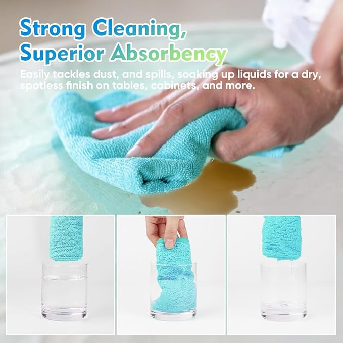 HOMEXCEL Microfiber Cleaning Cloth 12 Pack, 12.5 x 12.5 Inch Microfiber Towels for Cars, Ultra Absorbent Cleaning Rags, Lint Free Cleaning Towels for Household, Kitchen, Window, and Car, Multicolor