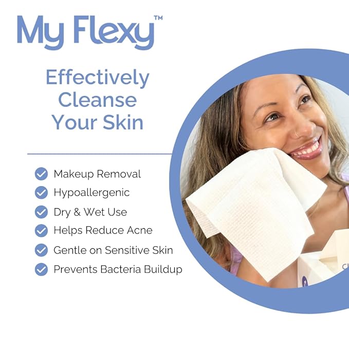 Disposable Face Towels XL for Skin Care & Makeup Removal – 100% Biodegradable Towelette, Face Wash Cloth, Disposable Face Towel for Skincare, Facial Towels, Dry Wipe, Hypoallergenic -50 Count