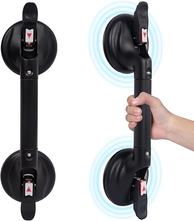 17inch Suction Shower Grab Bar, Portable Shower Handle Bar Suction Grip Bar Bathtub Handle with Strong Hold Suction Cup Fitting and Rapid Release for Bathroom(Max Capacity :300lb